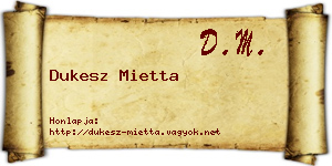 Dukesz Mietta névjegykártya